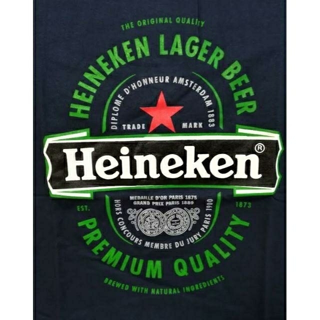 Heineken★ハイネケン★ジョークTシャツ★ネイビー★XXＬ★紺★ メンズのトップス(Tシャツ/カットソー(半袖/袖なし))の商品写真