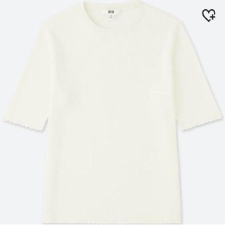 ユニクロ(UNIQLO)のユニクロ リブクルーネックセーター 白(カットソー(半袖/袖なし))