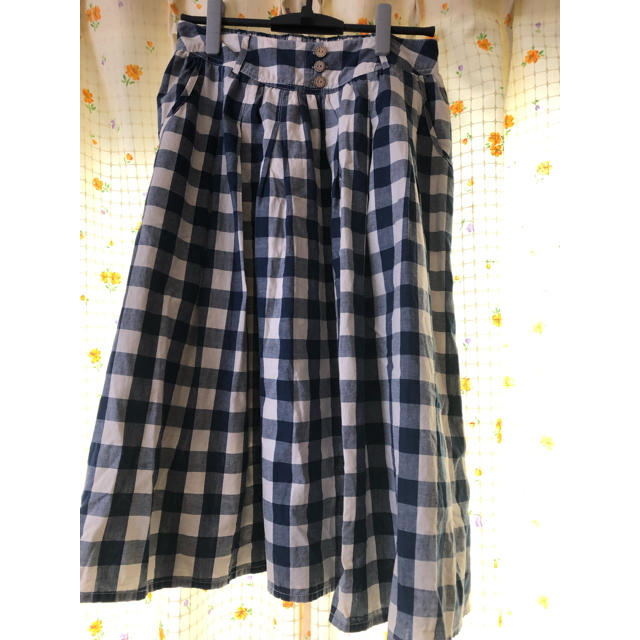 チェック柄スカート ブルー 青系 レディースのスカート(ロングスカート)の商品写真