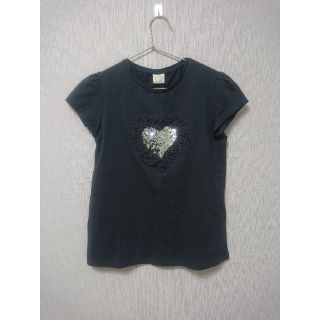 ザラ(ZARA)のZARA ザラ ハート スパンコール 半袖Tシャツ チャコールグレー150☆新品(Tシャツ/カットソー)