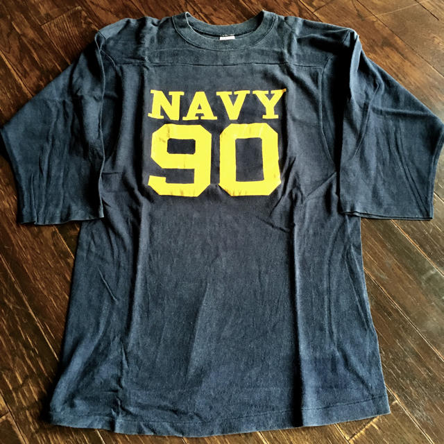 送料込み 80'S Champion NAVY90 チャンピオン フットボールT