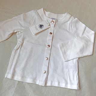 プチバトー(PETIT BATEAU)の☆プチバトー 19SS セール☆コットンリネン カーディガン 白 18m(カーディガン/ボレロ)