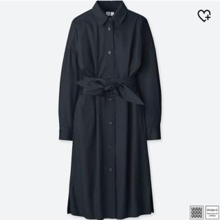 ユニクロ(UNIQLO)のユニクロユー コットンサテンシャツワンピース(ひざ丈ワンピース)