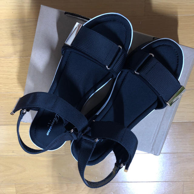 スポーツサンダル 厚底 L ブラック ホワイト レディースの靴/シューズ(サンダル)の商品写真