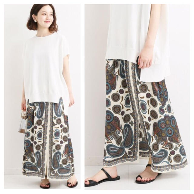 【新品タグ付】IENA LISA スカーフプリントロングスカート