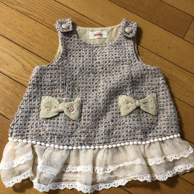 Souris(スーリー)の女の子 ツイード ワンピース キッズ/ベビー/マタニティのベビー服(~85cm)(ワンピース)の商品写真