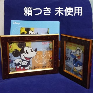 ディズニー(Disney)のミッキー ドナルド ツインフォトフレーム 写真立て 箱入り 未使用 L版 2L版(キャラクターグッズ)