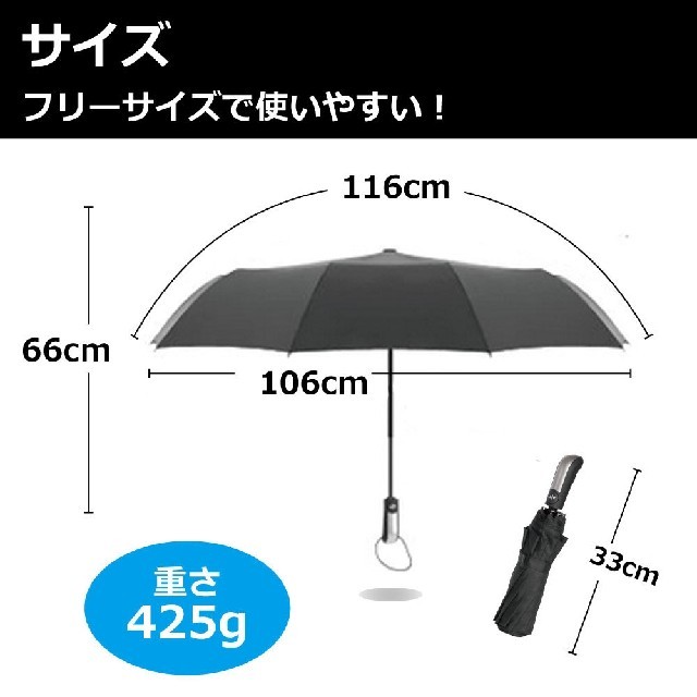 【送料無料】自動開閉　折りたたみ傘　選べる5カラー　10骨構造 メンズのファッション小物(傘)の商品写真