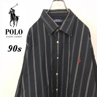 ポロラルフローレン(POLO RALPH LAUREN)の【ONE様専用】ラルフローレン☆刺繍ロゴ入り長袖ゆるダボビッグストライプシャツ(シャツ)