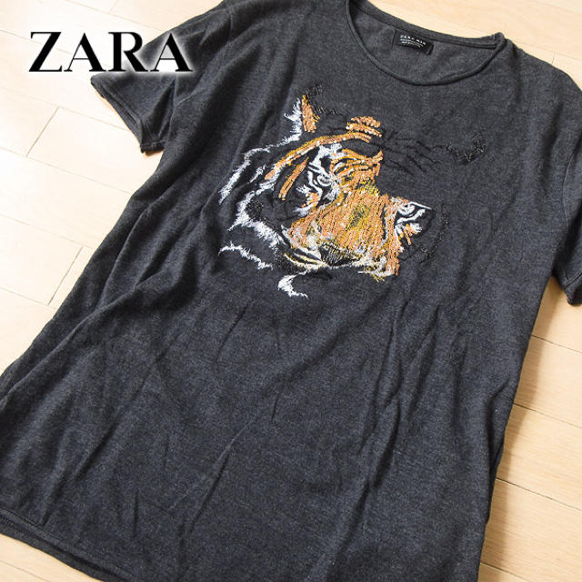 ZARA(ザラ)の超美品 (USA)XL ザラ ZARA MAN メンズ 半袖Tシャツ チャコール メンズのトップス(Tシャツ/カットソー(半袖/袖なし))の商品写真