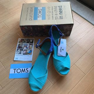 トムズ(TOMS)の新品 トムズ TOMS 配色 バイカラー麻 リネン ウェッジソ サンダル 7.5(サンダル)