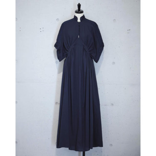 公式サイト mame - size2 navy Dress Pattern Lattice mame マメ ロングワンピース/マキシワンピース