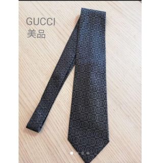 グッチ(Gucci)のGUCCI　グッチ　ネクタイ　シルク　GG柄　チャコールグレー(ネクタイ)