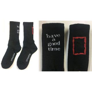 新品値引OK have a good timeロゴ ソックス ブラック(ソックス)
