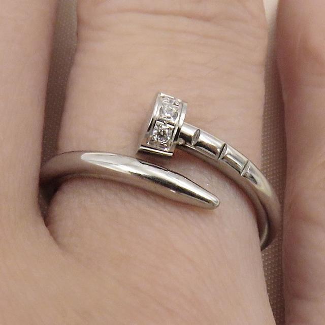 リング 指輪 釘 シルバー シンプル ジルコニア ステンレス レディース レディースのアクセサリー(リング(指輪))の商品写真