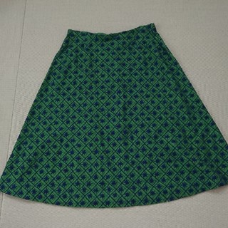 シビラ(Sybilla)のシビラ 総刺繍スカート グリーン×ネイビー M 洗濯可日本製(ひざ丈スカート)