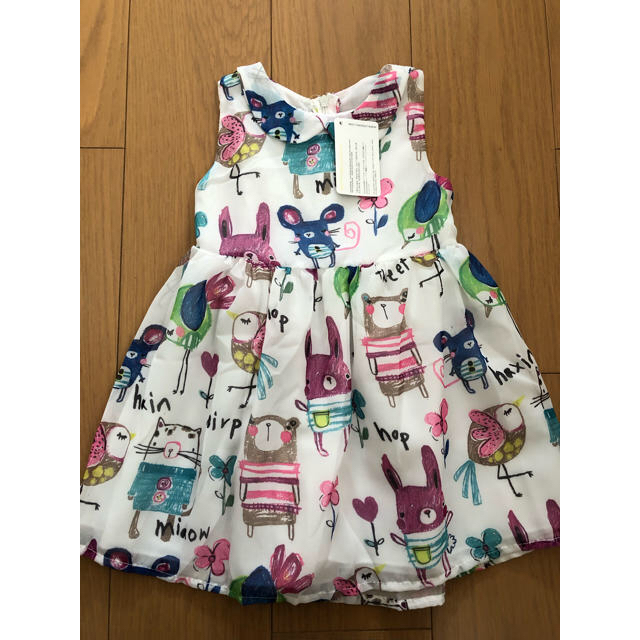 新品♫ シフォン ワンピース XS キッズ/ベビー/マタニティのキッズ服女の子用(90cm~)(ワンピース)の商品写真