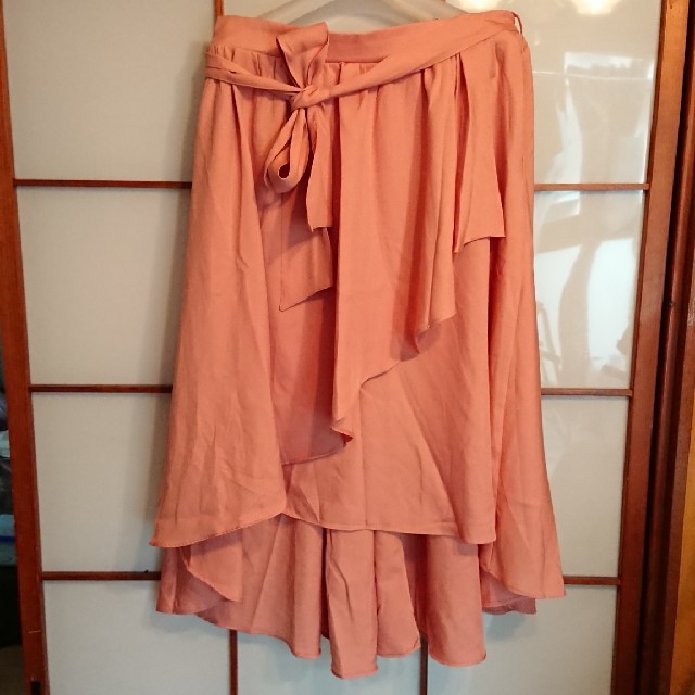 ウエストリボン フレアスカート ロングスカート アシメトリースカート 値下げ レディースのスカート(ロングスカート)の商品写真