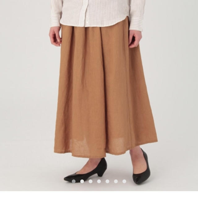 MUJI (無印良品)(ムジルシリョウヒン)の無印 フレンチリネンイージーマキシスカート Ｌサイズ レディースのスカート(ロングスカート)の商品写真