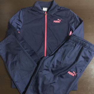 アディダス(adidas)のLサイズ PUMA プーマ レディース ジャージ上下セット ネイビー×蛍光ピンク(セット/コーデ)