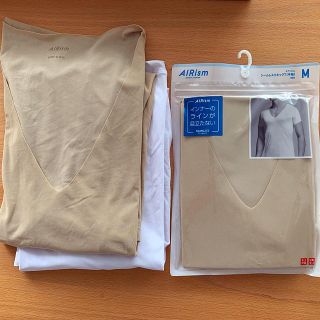 ユニクロ(UNIQLO)のユニクロ エアリズムシームレスVネック 3枚セット Mサイズ(Tシャツ/カットソー(半袖/袖なし))