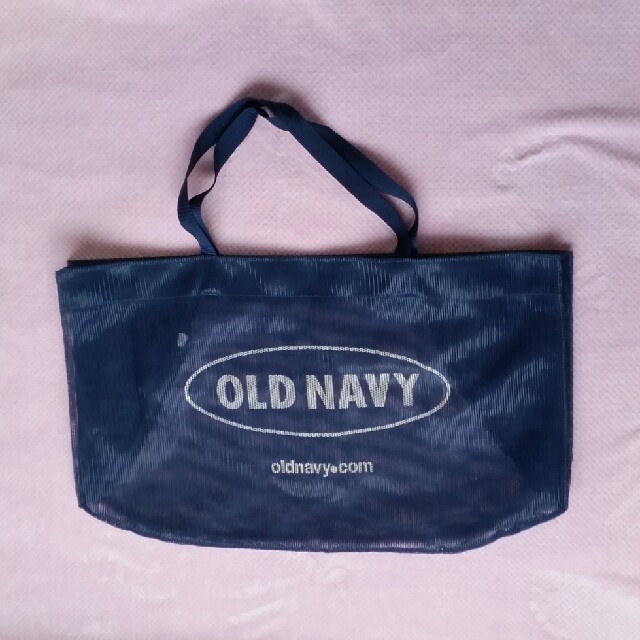 Old Navy(オールドネイビー)のレアold navyメッシュ素材オールドネイビー中古ブルー×白ロゴBIGバッグ レディースのバッグ(トートバッグ)の商品写真