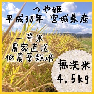 即購入OK♪【農家直送】宮城県産つや姫 無洗米 4.5kg【送料無料】(米/穀物)