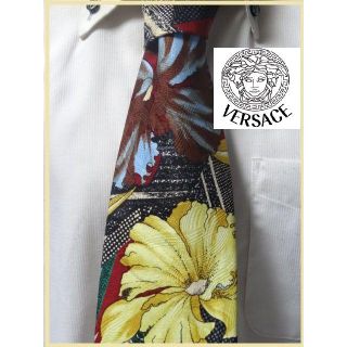 ジャンニヴェルサーチ(Gianni Versace)の美品★ヴェルサーチ【気品あふれる花柄】最高級ネクタイ超絶エレガント★(ネクタイ)