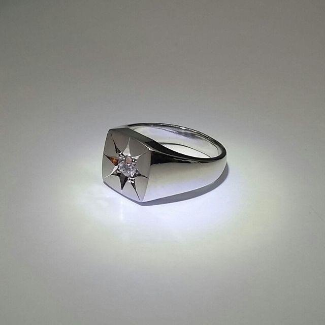 印台 リング Pt900 ダイヤモンド 0.349ct メンズのアクセサリー(リング(指輪))の商品写真