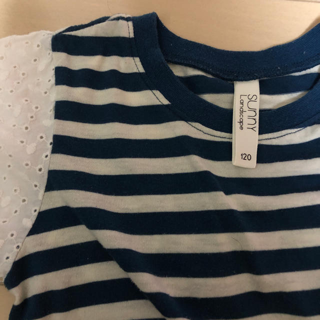 ampersand(アンパサンド)のボーダーワンピース  ネイビー白 120センチ キッズ/ベビー/マタニティのキッズ服女の子用(90cm~)(ワンピース)の商品写真