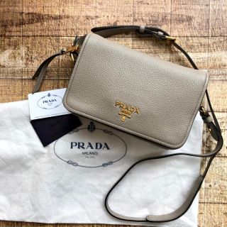 プラダ(PRADA)の新品 プラダ ソフトレザー ショルダーバッグ 斜めがけ グレー レア‼︎(ショルダーバッグ)