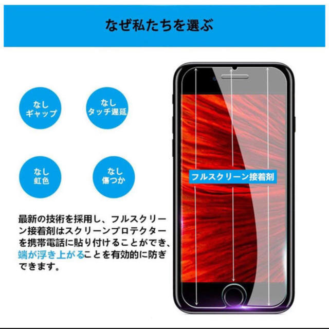 iPhone8/iPhone7/iPhone6 6S用強化ガラス液晶保護フィルム スマホ/家電/カメラのスマホアクセサリー(保護フィルム)の商品写真