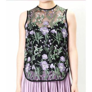 マメ(mame)のMame Kurogouchi マメ Botanical Lace Tops(カットソー(半袖/袖なし))