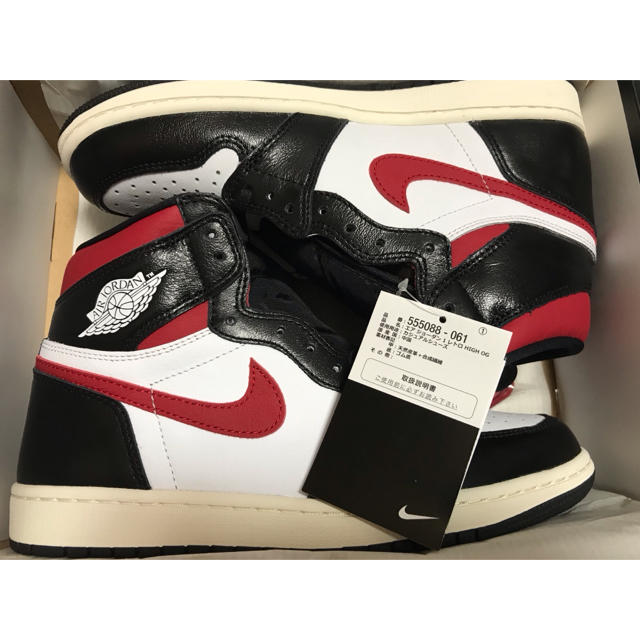 スニーカー26cm AJ1 RETRO HIGH BLACK WHITE GYM RED