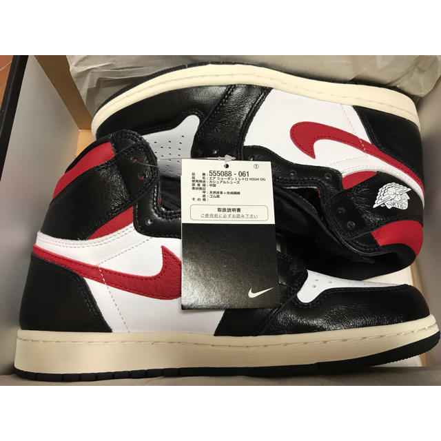 25.5cm AJ1 RETRO HIGH BLACK WHITE GYMRED