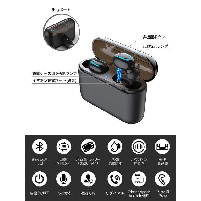 Bluetooth イヤホン自動ペアリングIPX5级防水 左右分離型 片耳&両耳 スマホ/家電/カメラのスマホアクセサリー(その他)の商品写真
