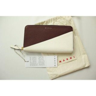 【MARNI】マルニ ジップロングウォレット ボルドー×白 新品未使用