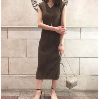 ラウンジドレス(Loungedress)のラウンジドレス ノースリVニットワンピース(ひざ丈ワンピース)