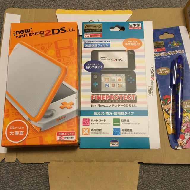 New ニンテンドー2DS LＬ ホワイトオレンジ + タッチペン + フィルムエンタメ/ホビー