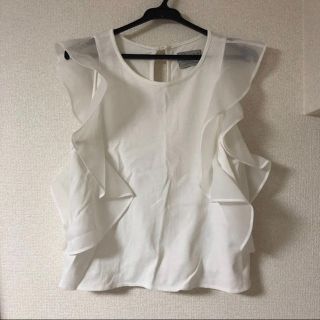 スナイデル(SNIDEL)のSNIDEL オーガンジーフリルTシャツ(シャツ/ブラウス(半袖/袖なし))