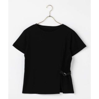 ストラ(Stola.)のベルトディティールカットプルオーバー　黒(Tシャツ(半袖/袖なし))