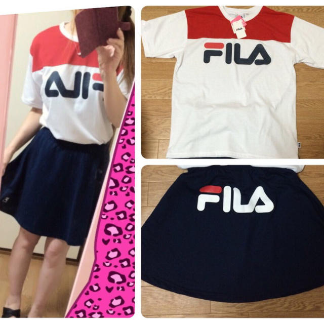 FILA(フィラ)のフィラ 白&紺 Tシャツスカート セット レディースのトップス(Tシャツ(半袖/袖なし))の商品写真