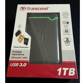 トランセンド(Transcend)のTranscend USB3.0 ポータブルHDD TS1TSJ25M3 未開封(PC周辺機器)