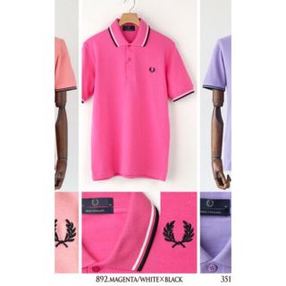 フレッドペリー(FRED PERRY)のフレッドペリー 英国製ポロシャツ MAGENTA/WHITE×BLACK(ポロシャツ)