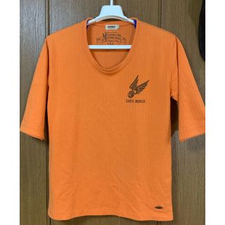 アヴィレックス(AVIREX)のAVIREX 七分袖サーマルTシャツ オレンジ Saizu：L(Tシャツ/カットソー(七分/長袖))