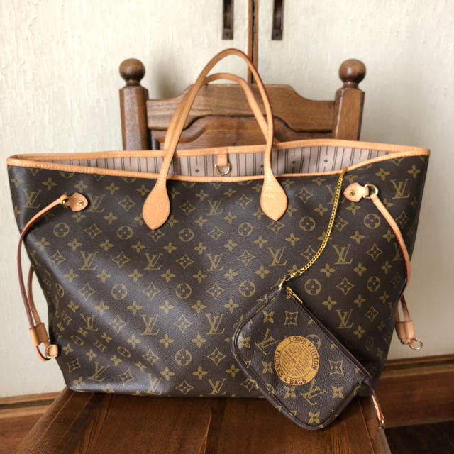 LOUIS VUITTON - ルイヴィトン ネバーフル モノグラム ポーチ付き トートバッグ 美品の通販 by エルサ's shop｜ルイヴィトンならラクマ