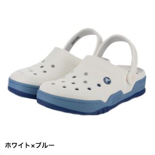 クロックス(crocs)の希少 クロックス 28cm ホワイト ブルー フロントコート クロッグ(サンダル)