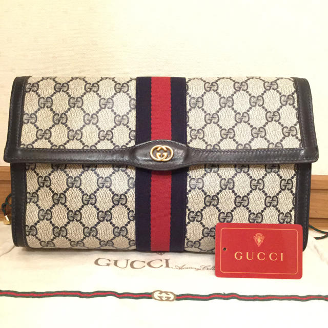 Gucci - 極美品♡希少ネイビー オールド GUCCIグッチ クラッチバッグ セカンドバッグの通販 by とも's shop｜グッチならラクマ