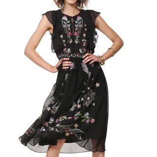 デシグアル(DESIGUAL)の新品✨タグ付き♪ 定価28900円 デシグアル  ロングワンピース ブラック柄 (ロングワンピース/マキシワンピース)