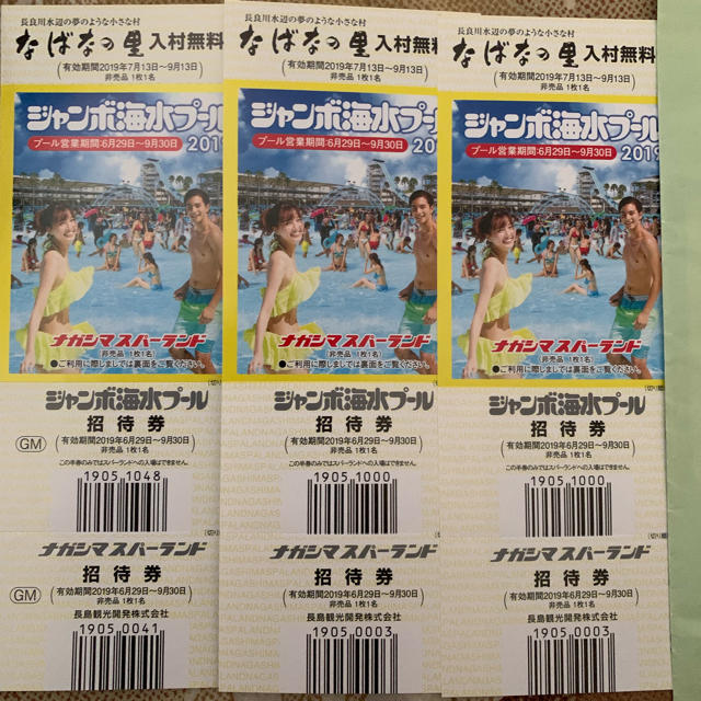 長島ジャンボ海水プール 大人3枚セット